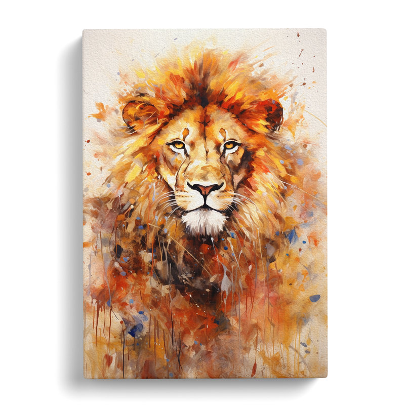 Lion Expressionism Art - Wrapped Canvas, 50cm H x 35cm W x 3cm D