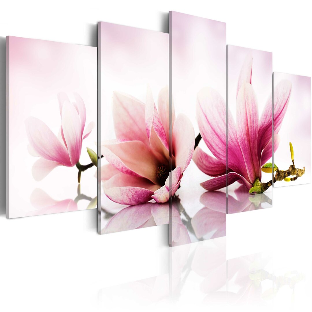 5-tlg. Leinwandbilder-Set Magnolias Pink Flowers