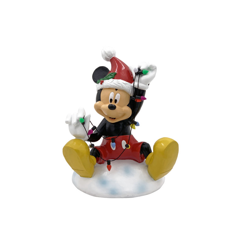 Disney Mickey Mouse Christmas Garden Statue with String Lights
