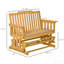 Banc oscillant et oscillant pour 2 personnes avec conception à séchage rapide et accoudoirs larges, causeuse en bois à bascule pour porche de jardin, naturel
