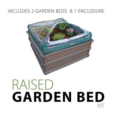 Raised Garden Bed Kit (2 Beds, 1 Enclosure)