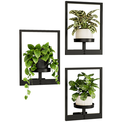 Ensemble de 3 pots à fleurs muraux, décor intérieur / extérieur pour le salon et l'entrée