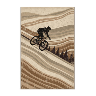 Tapis rayé beige à motif machine de style alpin Yonkers Mountain