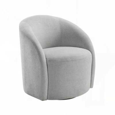 Boucle Swivel Barrel Chair