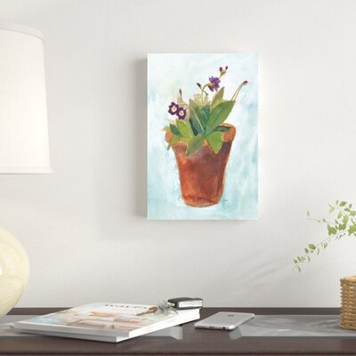 Primulas in Pots on Blue III by Michael Clark - Wrapped Canvas Painting Print -  Winston Porter, DF44FD3C0CA04E57BD89C402AEF20DFB