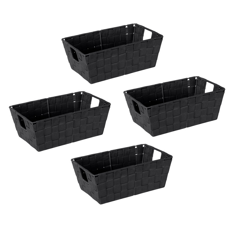 Panier en tissu, Noir, H 4,5 po x l 11,4 po x P 6,5 po, 4