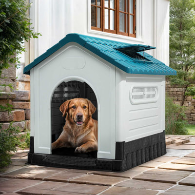 Niche pour chien pliable en plastique avec lanterneau et ventilation