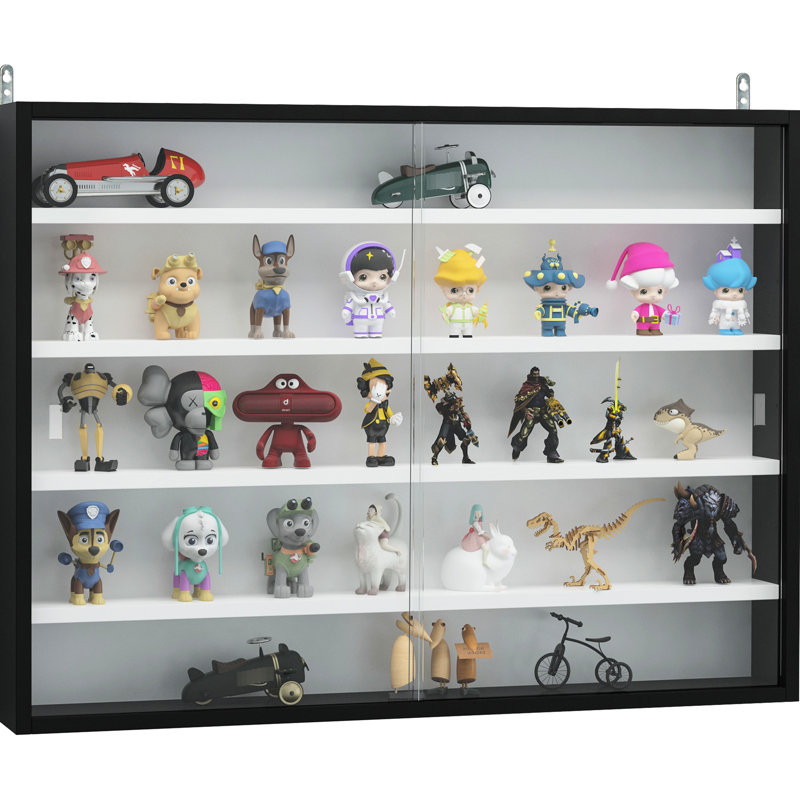 5 vitrines, noir et blanc, réglables pour les collections