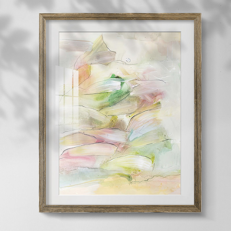 «Colorful Coalescence I», reproduction encadrée, Blanc, Papier avec cadre noyer