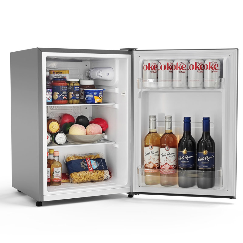 2.5 Cu.Ft All-Refrigerator Single Door Mini Fridge For Office, Bedroom Or Dorm, Silver