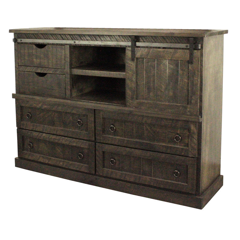 Commode combinée 8 tiroirs Casson, Bois flotté rustique