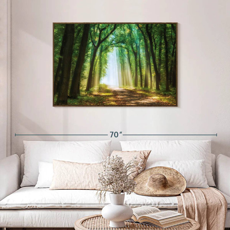 Rideau de lumière, 43 po x 29 po, Cadre flottant noyer