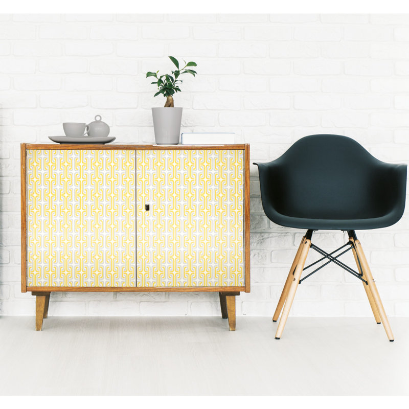 Rouleau de papier peint adhésif autocollant l 18,86 pi x l 18 po treillis Knudson, Jaune