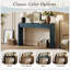 Table d'entrée cannelée bleu marine - Console ovale 2 tiroirs pour le salon-1896355737