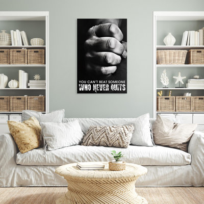 Trinx You Cant Beat Someone Who Never Quits - 1 Piece Re You Cant Beat Someone Who Never Quits - 1 Piece Rectangle Graphic Art Print On Wrapped Canvas On Ca