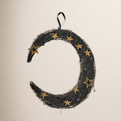 18" Halloween Hanging Crescent Moon with 20 Warm Lights