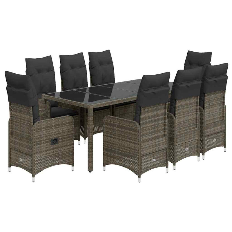  Bistro Set Grey PE Rattan Medium Height-Adjustable Bistro Set, 8