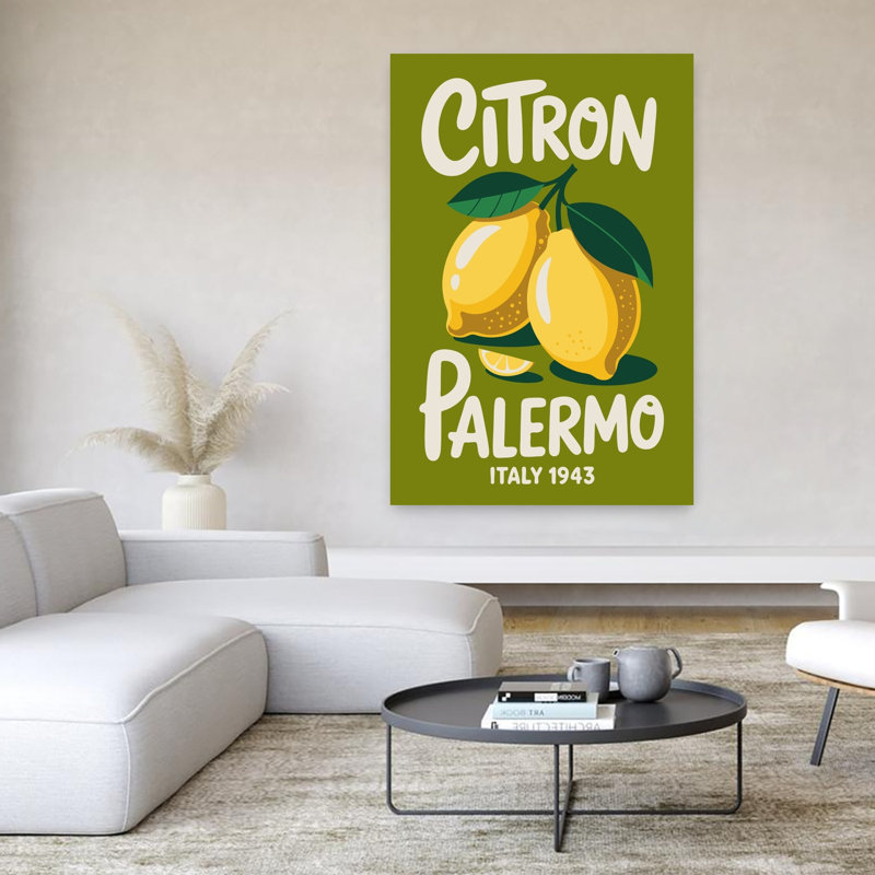 «Palermo Lemon Delight», art rétro rétro paysage de fruits, H 60 po x l 40 po