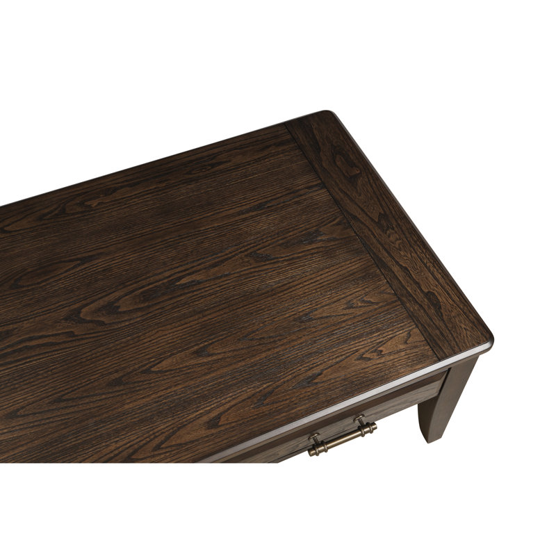Table basse traditionnelle avec rangement sur rangement foncé, glissières latérales, 2 tiroirs, l 50 po x P 18,79 po