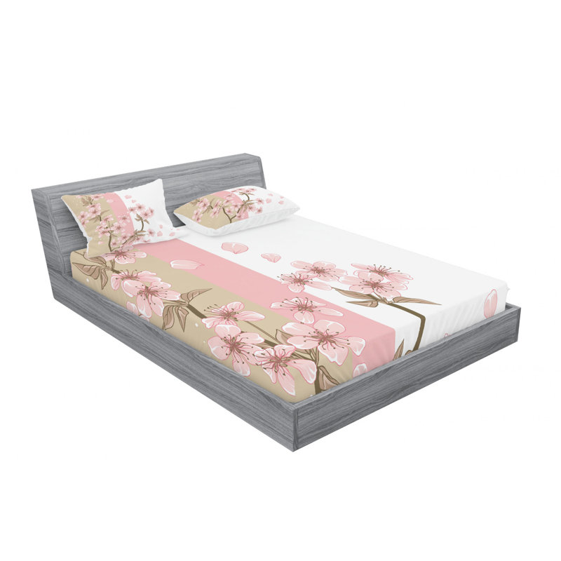 Microfiber Floral Sheet Set, Queen Sheet Set with Fitted Sheet, Romantic Rose Flowers