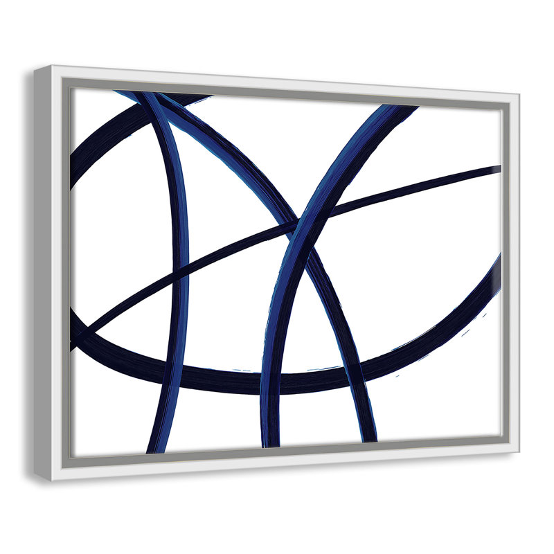 «Brush in Motion - Indigo I - Floater Frame», reproduction d'art sur toile, H 12 po x l 16 po x P 2 po, Cadre blanc