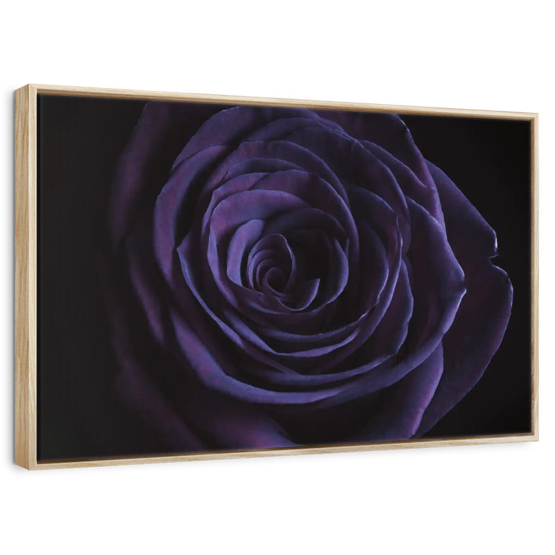 Rose mauve en fleurs, Cadre flottant en bois naturel, 31 po x 21 po
