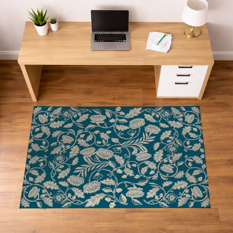Tapis de bureau léger Autumn Vines, Bleu lagon, L 36 po x P 60 po