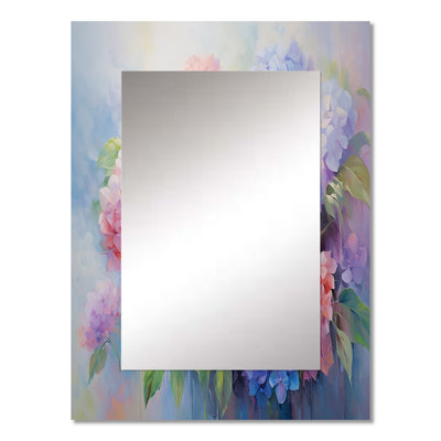Purple Pink Hydrangea Romantic Impression - Hydrangea Mirror, Traditional Unique Wall Mirror, Printed Metal Art