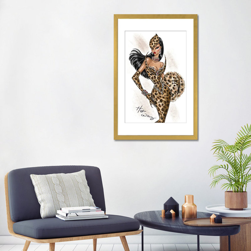 «Here Kitty» - reproduction d'art murale - papier d'art encadré, H 32 po x l 24 po, Papier à cadre ouvert avec passe-partout