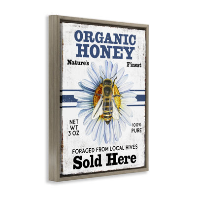  Organic Honey Sold Here Framed Floater Canvas Wall Art by Creatif Belle