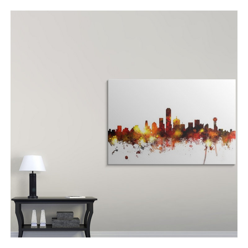 «Francy Dallas Texas Skyline» par Michael Tompsett, impression, H 32 po x l 48 po x P 1,5 po, Toile