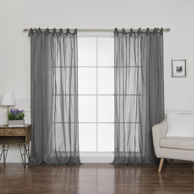 Elyse Sheer Curtain Panel Pair, Dark Gray, 52" W x 84" L