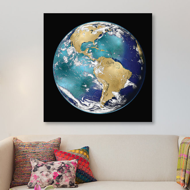 Impression d’art graphique sur toile « World Turning VI », H 24 po x l 24 po x P 1 po, Papier avec cadre noir, Blanc