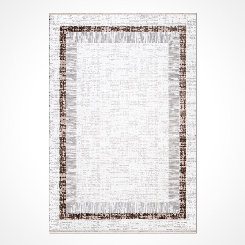 Tapis beige moderne lavable à la machine, Rectangle 2 pi 8 po x 5 pi