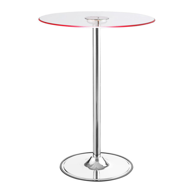 Round Bar Table with LED Light in Clear and Silver