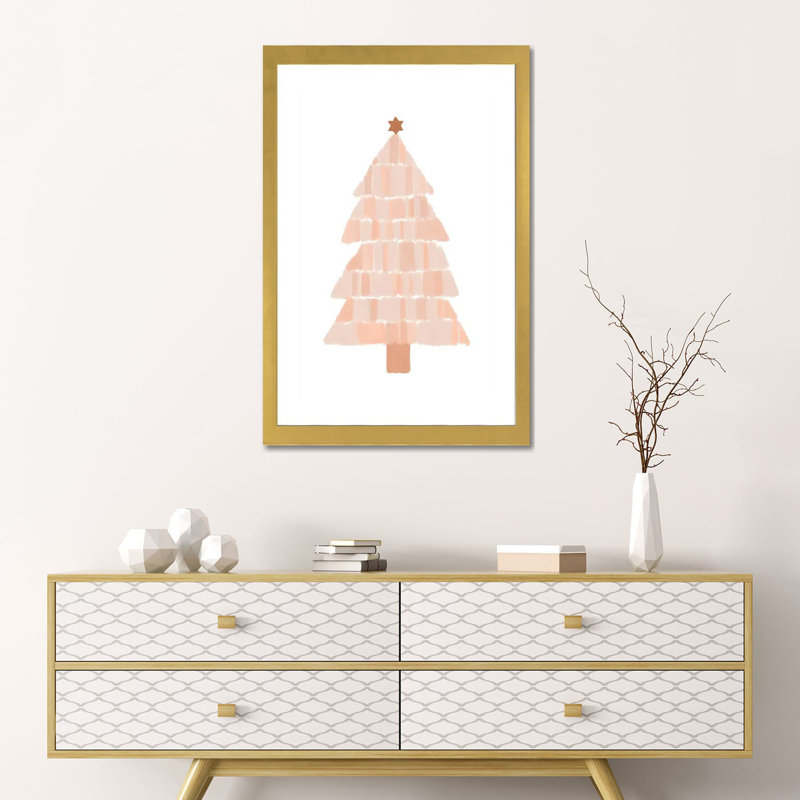 "Arbre de Noël" par Orara studio, reproduction d’art, H 24 po x l 16 po x P 1 po, Papier encadré doré, Blanc