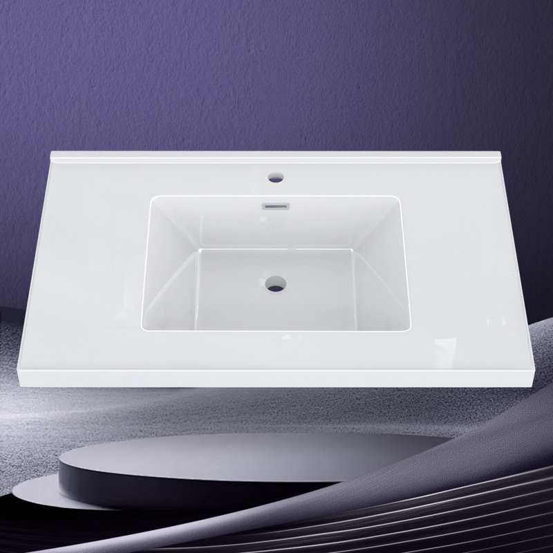 Comptoir de meuble-lavabo simple 36 po avec lavabo à surface solide et comptoir blanc