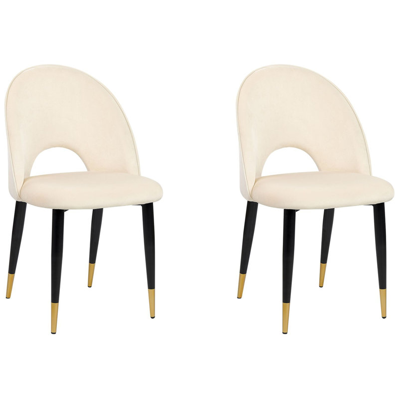Folkston 48cm H Velvet Upholstered Side Chair, Beige
