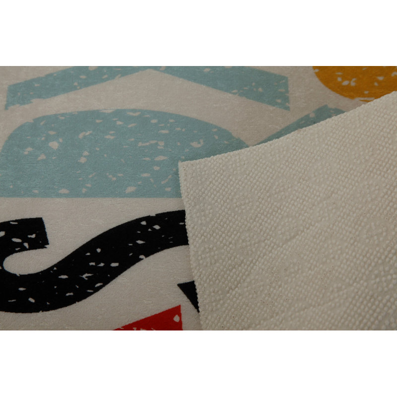 Tapis tissé de qualité supérieure, 5,2 x 7,5 pi, 100% polyester, antibactérien, antidérapant, hauteur des poils de 0,3 po | Lavable à la machine, impression numérique 3D | Parfait pour le salon, la chambre à coucher et le bureau