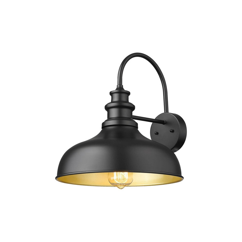 Outdoor Barn Light,Outdoor Wall Sconce,Farmhouse Porch Wall Lamp,Anti-Rust Front Door Lighting Fixture For House,Doorway,Patio,Garage(Black+Gold)