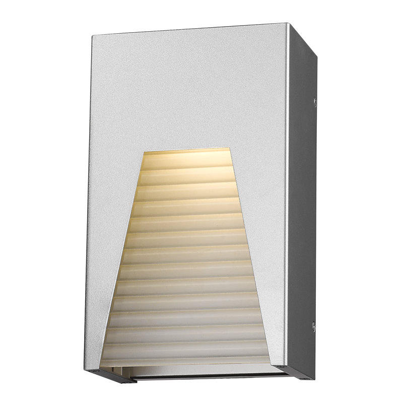 Luminaire à cloison d'extérieur à DEL Robstown, Argent, Givré côtelé
