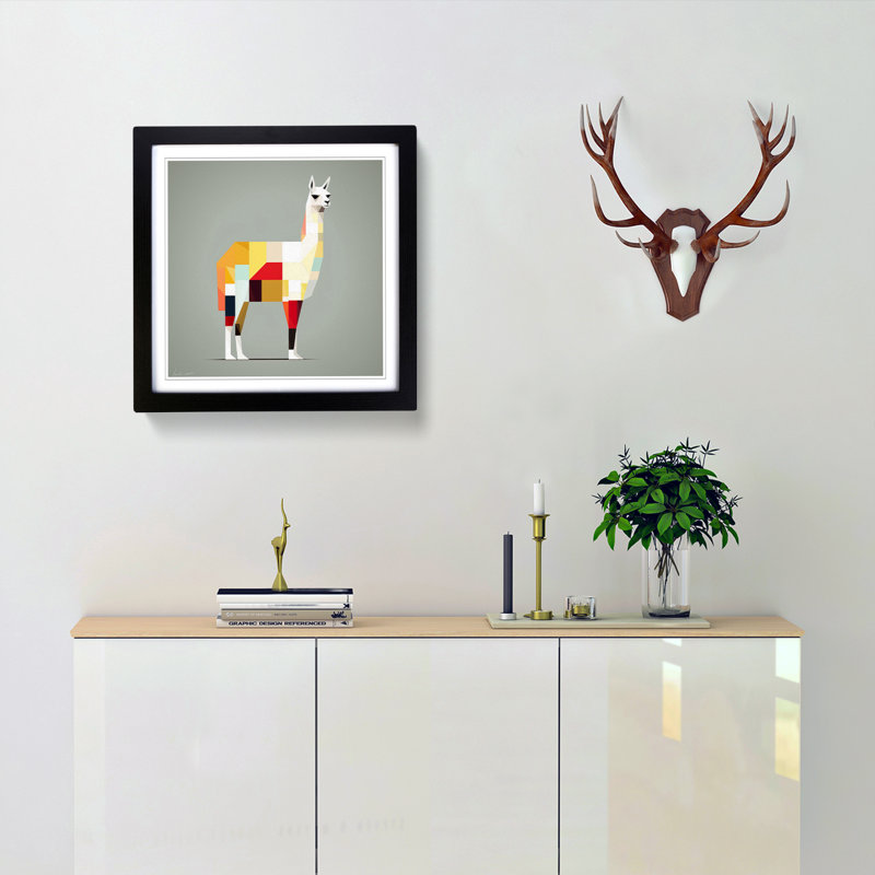 Llama Suprematism No.4 - Framed Print, Black