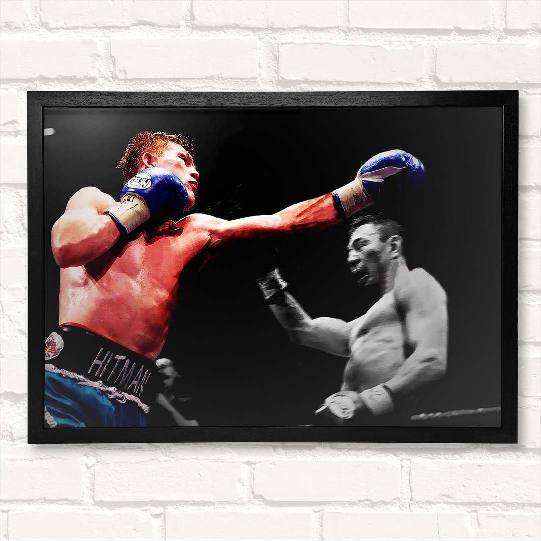 Ricky Hatton Knock Out In The Ring - Closed Corner Frame Kunstdrucke auf Holz