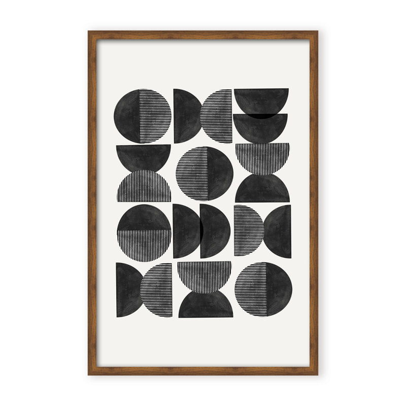 Abstract Mid Century, Geometric by  - Picture Frame Painting on Paper, 36" H x 24" W x 1.125" D, Black, Framed Matted Print