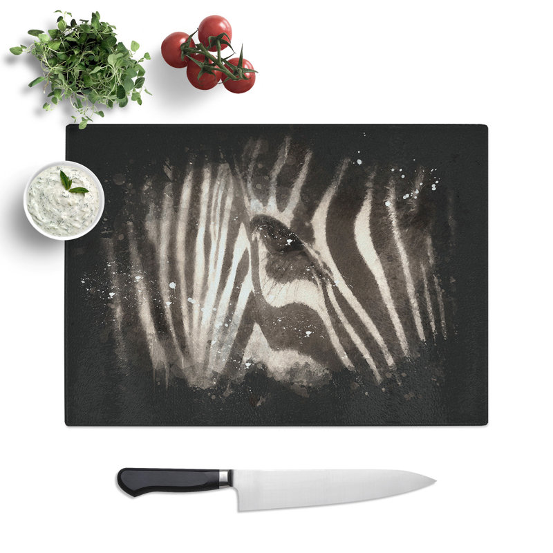 Tempered Glass Eye of the Zebra Chopping Board, 20 cm x 28.5 cm