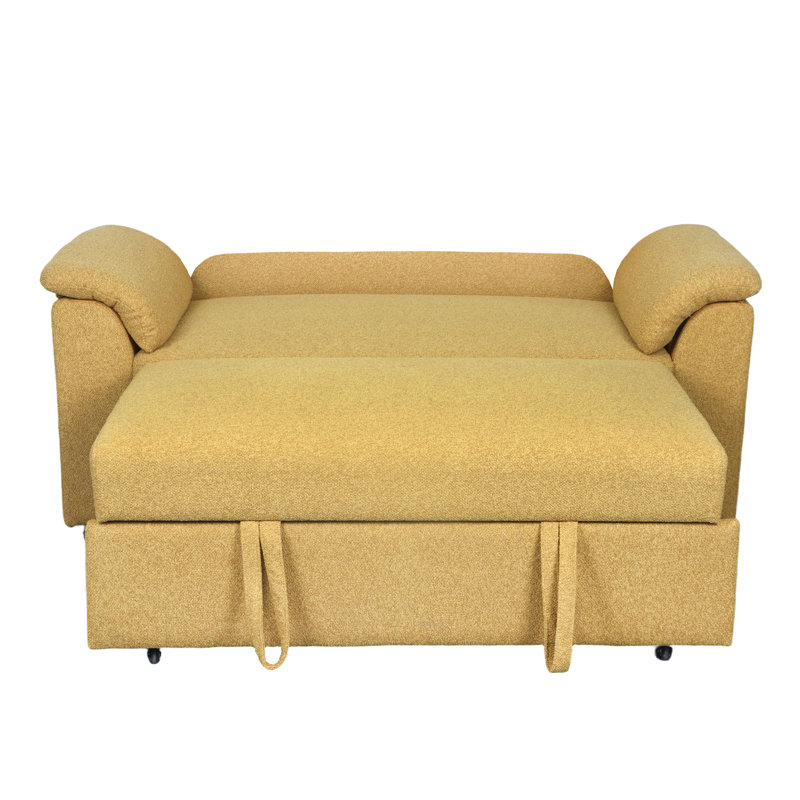 2 Seater Fabric Sofa Bed, Mustard