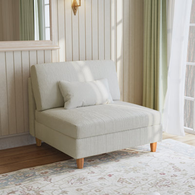 Fauteuil rembourré en velours côtelé gris sel de mer Seemab