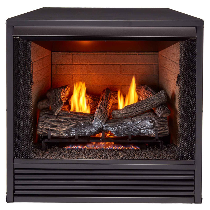 ProCom 32-Inch Black Gas Ventless Firebox with Mantel