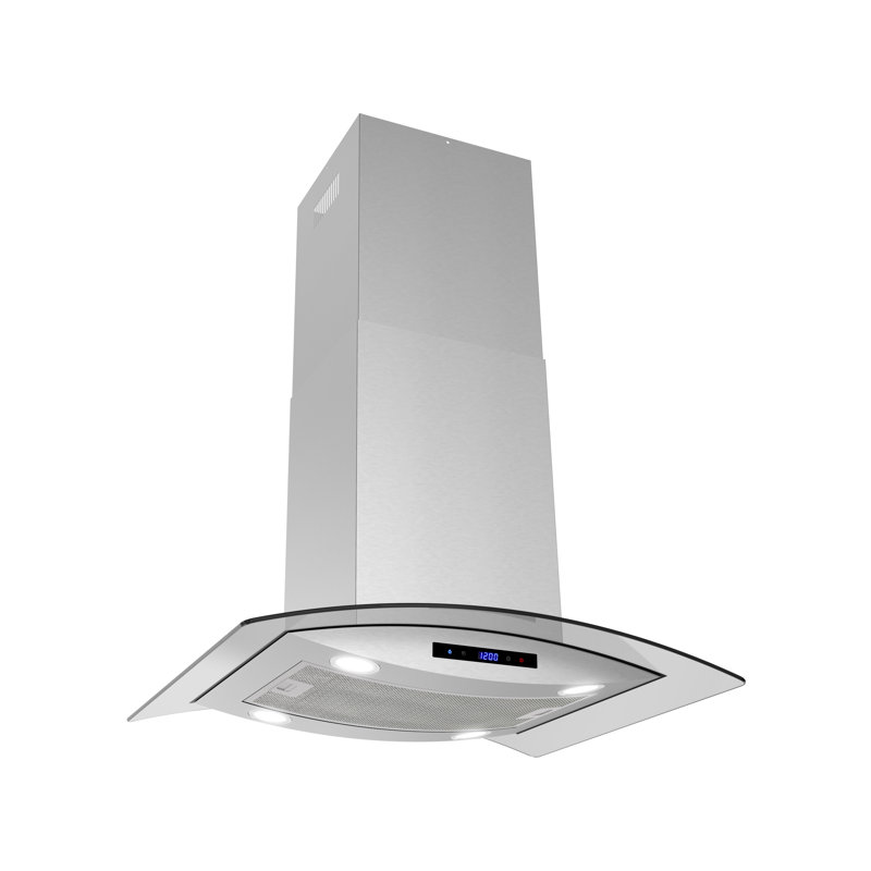 30 po Hotte T-6805-1-CL pour îlot de cuisine convertible 350 pi³ / min en acier inoxydable avec filtres en filet, contrôle à pavé tactile et lumières DEL Langosco