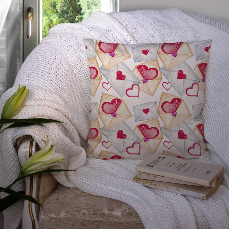 Coussin décoratif extérieur aquarelle love letters, 14 po x 14 po